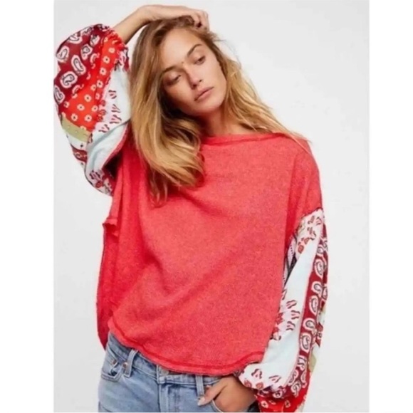 We The Free Red and Multicolor Blouse - Picture 2 of 8